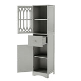 Hearth and Haven Lydia Tall Bathroom Cabinet with Drawer and Acrylic Door, Grey