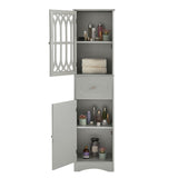 Hearth and Haven Lydia Tall Bathroom Cabinet with Drawer and Acrylic Door, Grey