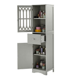 Hearth and Haven Lydia Tall Bathroom Cabinet with Drawer and Acrylic Door, Grey