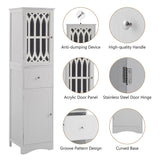 Hearth and Haven Lydia Tall Bathroom Cabinet with Drawer and Acrylic Door, White