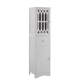 Hearth and Haven Lydia Tall Bathroom Cabinet with Drawer and Acrylic Door, White