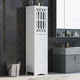 Hearth and Haven Lydia Tall Bathroom Cabinet with Drawer and Acrylic Door, White