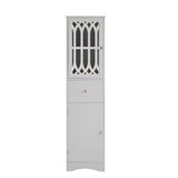 Hearth and Haven Lydia Tall Bathroom Cabinet with Drawer and Acrylic Door, White