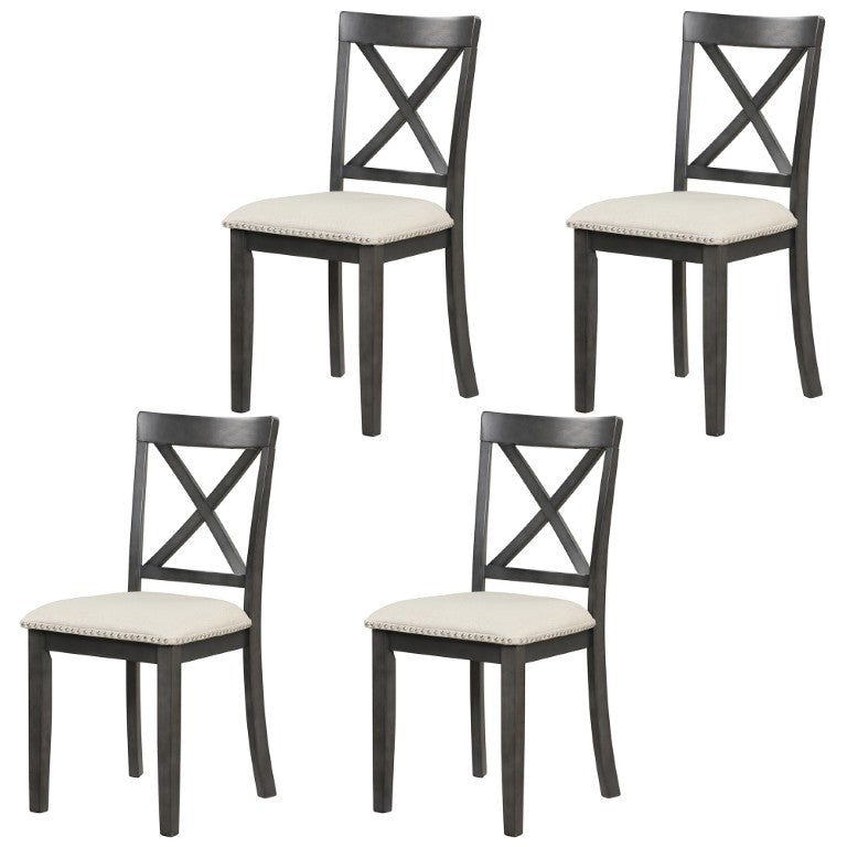 English Elm Orisfur. Solid Wood Dining Chair Set of Four for Farmhouse or Modern Kitchen WF290382AAE