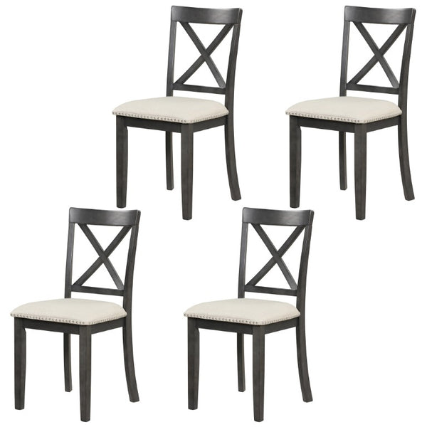 English Elm Orisfur. Solid Wood Dining Chair Set of Four for Farmhouse or Modern Kitchen WF290382AAE