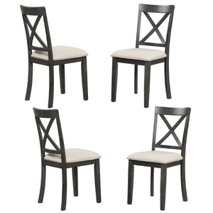 English Elm Orisfur. Solid Wood Dining Chair Set of Four for Farmhouse or Modern Kitchen WF290382AAE