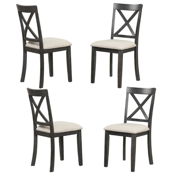 English Elm Orisfur. Solid Wood Dining Chair Set of Four for Farmhouse or Modern Kitchen WF290382AAE