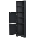 Hearth and Haven Adelaide Tall Bathroom Cabinet with Doors and Adjustable Shelves, Black