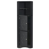 Hearth and Haven Adelaide Tall Bathroom Cabinet with Doors and Adjustable Shelves, Black