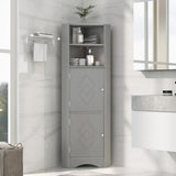 Hearth and Haven Adelaide Tall Bathroom Cabinet with Doors and Adjustable Shelves, Grey