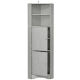 Hearth and Haven Adelaide Tall Bathroom Cabinet with Doors and Adjustable Shelves, Grey