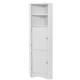 Hearth and Haven Adelaide Tall Bathroom Cabinet with Doors and Adjustable Shelves, White
