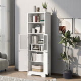 Hearth and Haven Tall Storage Cabinet with Shelves and Doors, White