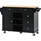 Hearth and Haven Vivienne Rolling Mobile Kitchen Cart with 5 Drawers, Black WF297003AAB