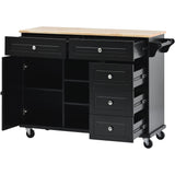 Hearth and Haven Vivienne Rolling Mobile Kitchen Cart with 5 Drawers, Black WF297003AAB