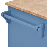 Hearth and Haven Vivienne Rolling Mobile Kitchen Cart with Storage and 5 Drawers, Blue