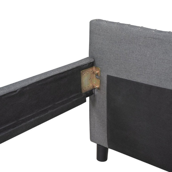 English Elm 2/2 Gray Linen Daybed with Diamond Tufting Rivet Armrests and Under Bed Storage WF297129AAE