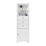 Hearth and Haven Triangle Tall Cabinet with 3 Drawers and Adjustable Shelves, White