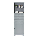 Hearth and Haven Arabella Tall Storage Cabinet with 3 Drawers and Adjustable Shelves, Grey