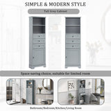 Hearth and Haven Arabella Tall Storage Cabinet with 3 Drawers and Adjustable Shelves, Grey