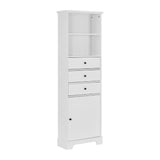Hearth and Haven Arabella Tall Storage Cabinet with 3 Drawers and Adjustable Shelves, White