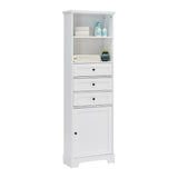 Hearth and Haven Arabella Tall Storage Cabinet with 3 Drawers and Adjustable Shelves, White