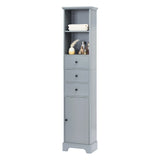 Hearth and Haven Serenity Tall Bathroom Cabinet with 3 Drawers and Adjustable Shelf, Grey