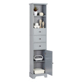 Hearth and Haven Serenity Tall Bathroom Cabinet with 3 Drawers and Adjustable Shelf, Grey