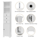 Hearth and Haven Serenity Tall Bathroom Cabinet with 3 Drawers and Adjustable Shelf, White