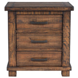 Hearth and Haven Three Drawer Reclaimed Solid Wood Farmhouse Nightstand, Natural