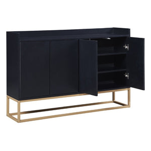 English Elm Trexm Contemporary Buffet with Gold Legs and Handleless Doors for Dining Entryway WF298903AAB