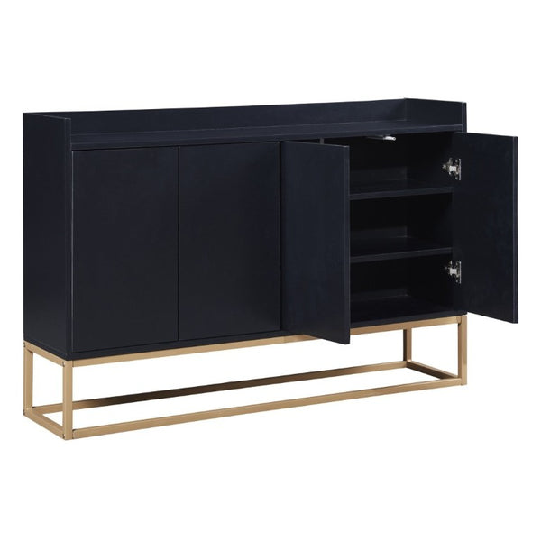 English Elm Trexm Contemporary Buffet with Gold Legs and Handleless Doors for Dining Entryway WF298903AAB