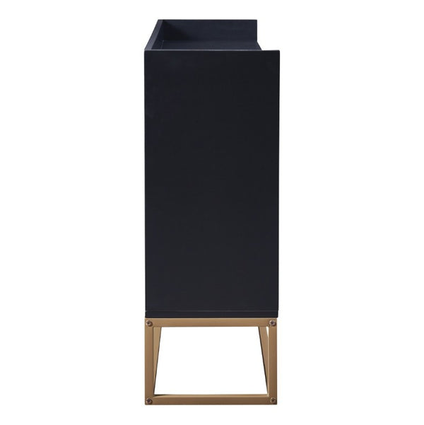 English Elm Trexm Contemporary Buffet with Gold Legs and Handleless Doors for Dining Entryway WF298903AAB