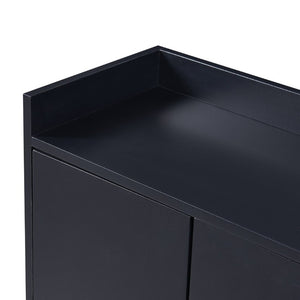 English Elm Trexm Contemporary Buffet with Gold Legs and Handleless Doors for Dining Entryway WF298903AAB