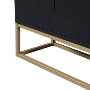 English Elm Trexm Contemporary Buffet with Gold Legs and Handleless Doors for Dining Entryway WF298903AAB