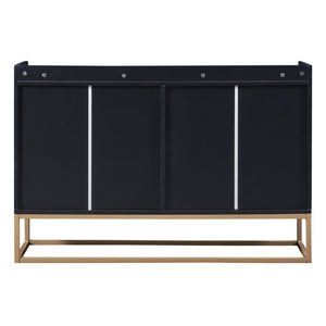 English Elm Trexm Contemporary Buffet with Gold Legs and Handleless Doors for Dining Entryway WF298903AAB