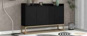 English Elm Trexm Contemporary Buffet with Gold Legs and Handleless Doors for Dining Entryway WF298903AAB