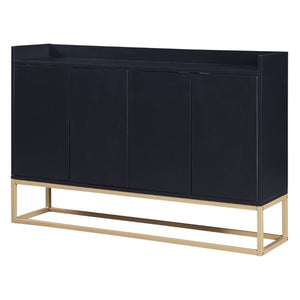 English Elm Trexm Contemporary Buffet with Gold Legs and Handleless Doors for Dining Entryway WF298903AAB