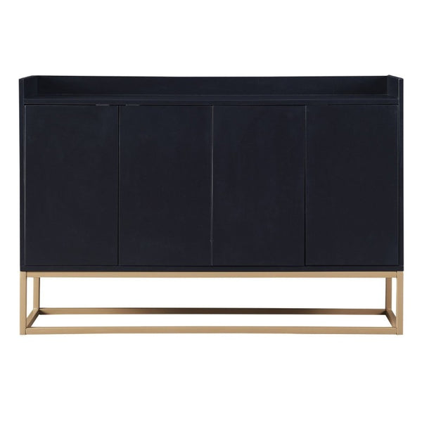 English Elm Trexm Contemporary Buffet with Gold Legs and Handleless Doors for Dining Entryway WF298903AAB