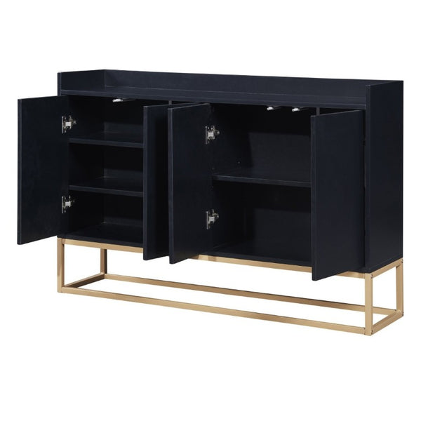 English Elm Trexm Contemporary Buffet with Gold Legs and Handleless Doors for Dining Entryway WF298903AAB