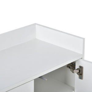 English Elm Trexm White and Gold Slim Buffet Cabinet with Push Open Doors for Dining Entryway WF298903AAK