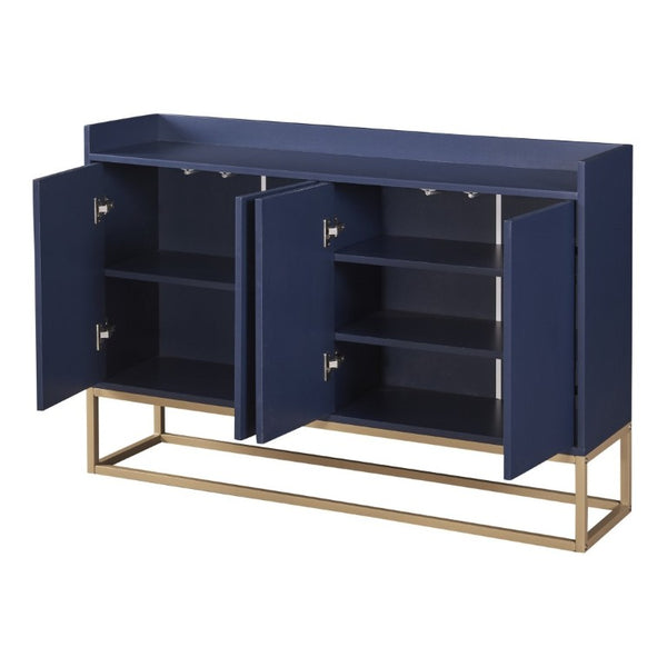 English Elm Trexm Buffet Cabinet with Gold Steel Legs Handleless Doors and Dining Room Storage WF298903AAM