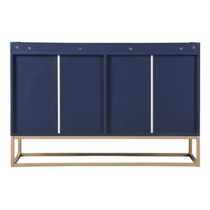 English Elm Trexm Buffet Cabinet with Gold Steel Legs Handleless Doors and Dining Room Storage WF298903AAM
