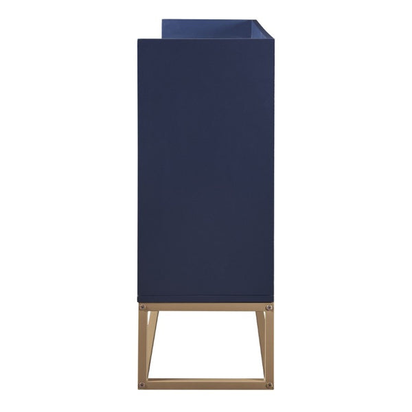 English Elm Trexm Buffet Cabinet with Gold Steel Legs Handleless Doors and Dining Room Storage WF298903AAM