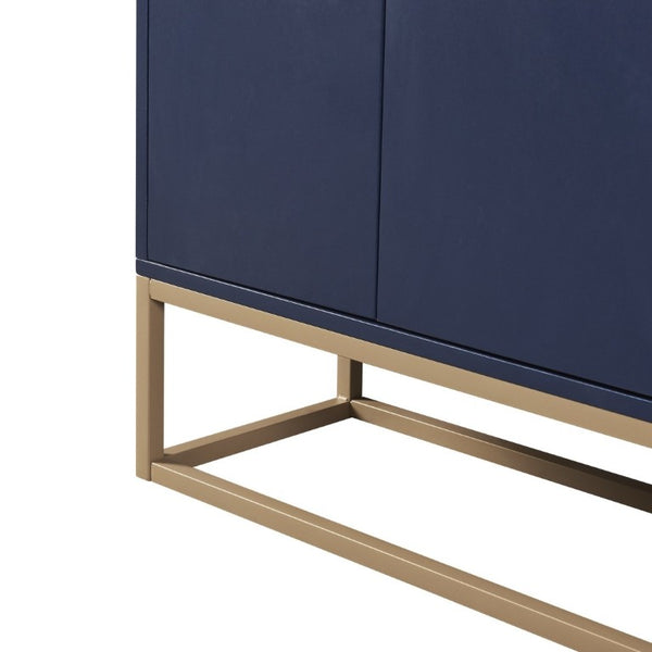 English Elm Trexm Buffet Cabinet with Gold Steel Legs Handleless Doors and Dining Room Storage WF298903AAM