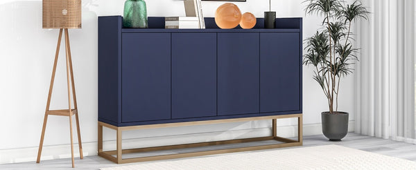English Elm Trexm Buffet Cabinet with Gold Steel Legs Handleless Doors and Dining Room Storage WF298903AAM