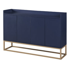 English Elm Trexm Buffet Cabinet with Gold Steel Legs Handleless Doors and Dining Room Storage WF298903AAM