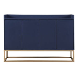 English Elm Trexm Buffet Cabinet with Gold Steel Legs Handleless Doors and Dining Room Storage WF298903AAM