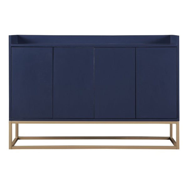 English Elm Trexm Buffet Cabinet with Gold Steel Legs Handleless Doors and Dining Room Storage WF298903AAM