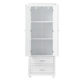 Hearth and Haven Tall Storage Cabinet with Two Drawers, White